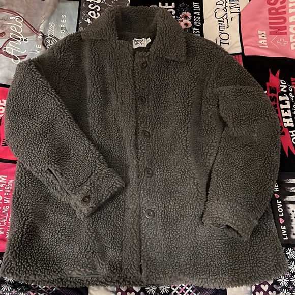 Princess Polly grey sherpa sherpa jacket/  shacket size S/M - Picture 5 of 10